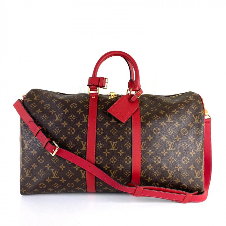 LOUİS VUİTTON KEEPALL BANDOULİER VALİZ 55 CM RED